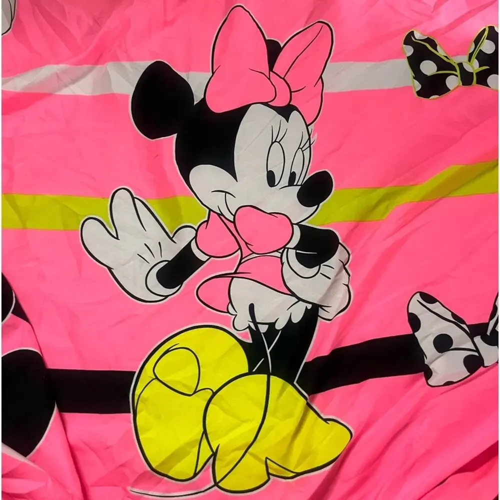 Disney Minnie Mouse microfiber pink shower curtain/bow polka dot curtain hooks